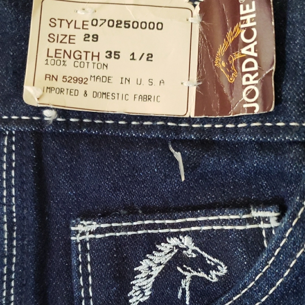 Jordache Indigo Jeans with Horse Embroidery and Contrast Stitching. MEN OR WOMEN